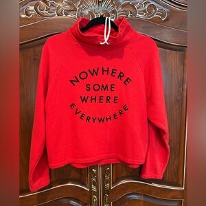 Forever 21 Red Cowl Neck Sweatshirt with Graphic Print